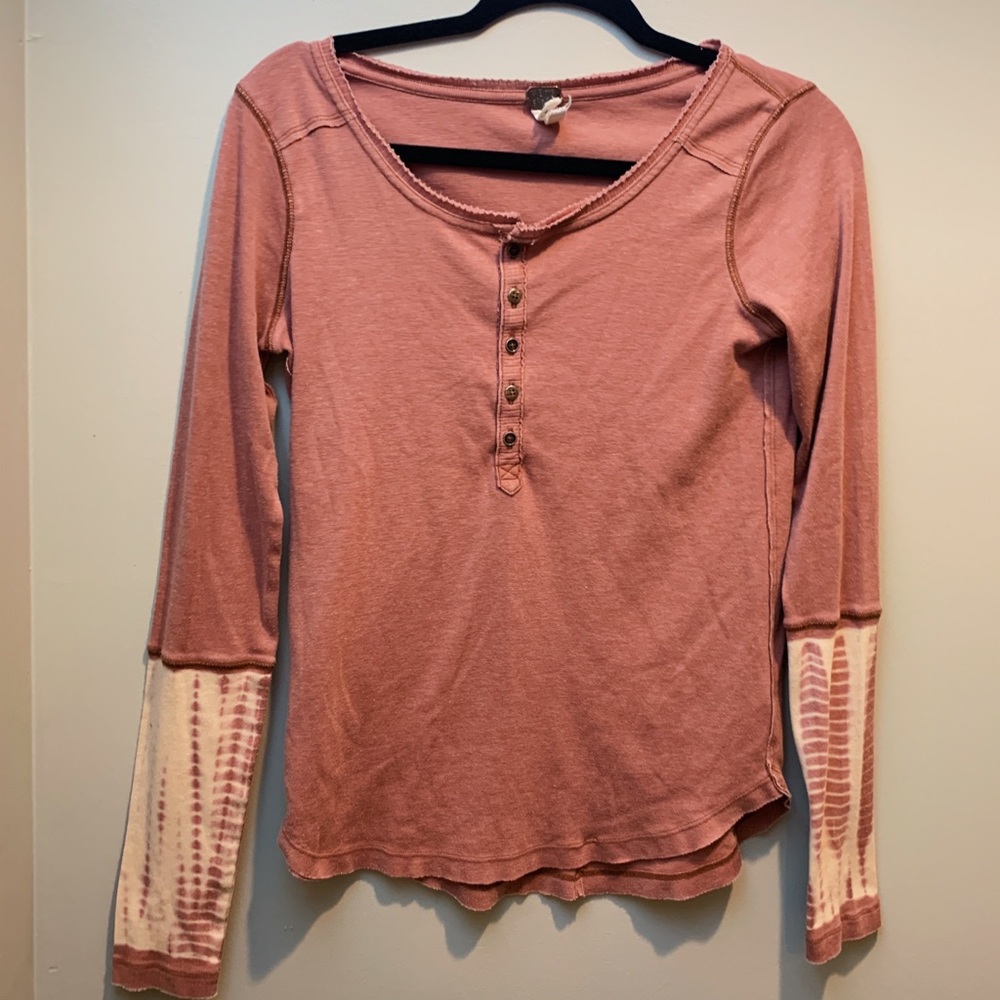 Free People❗️Long Sleeve Button Up Top Tie Dye